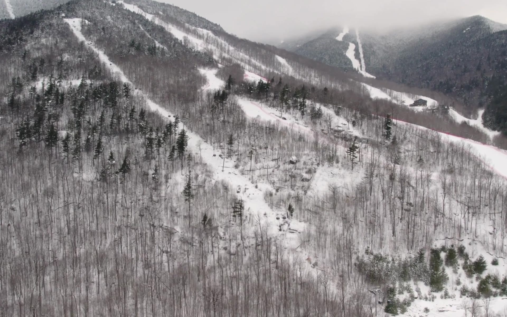 Snow-dusted mountain slopes